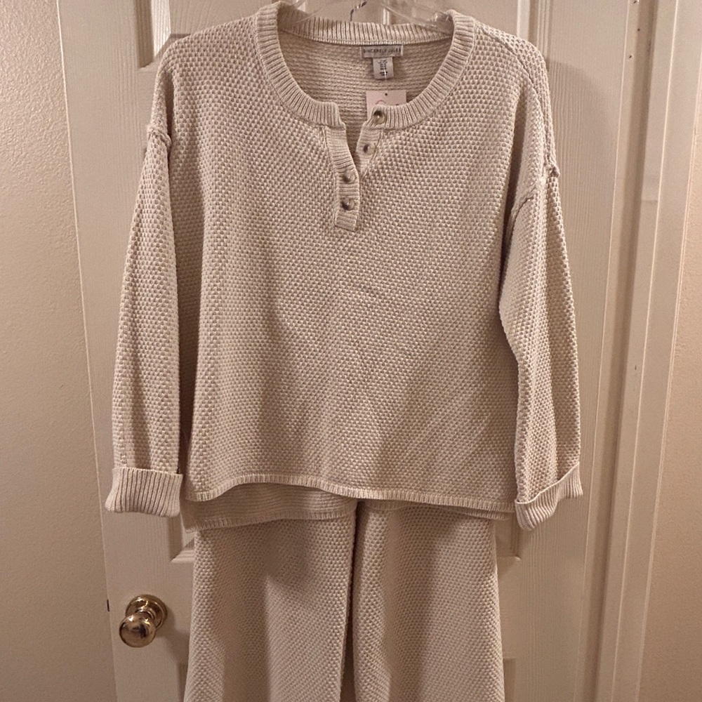 Sincerely Jules Cozy Cream Cable Sweater Lounge Suit